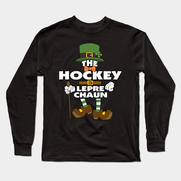 The Hockey Leprechaun St Patrick's Day Celebration Matching Outfits Group Attire Long Sleeve T-Shirt by HappyGiftArt